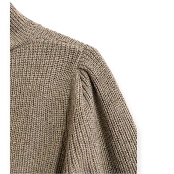 Pearl By Lela Rose Blouson Sleeve Wool Sweater, Size M, Dark Taupe Color - Picture 9 of 13